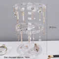 3-Tier rotating transparent acrylic jewelry rack for earrings and necklaces storage - 2-Tier Height Adjustable / Clear