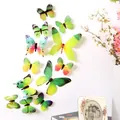 Set of 3D colorful PVC butterfly wall decals for home and kindergarten decoration - Set of 12 / Green