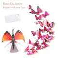 Set di adesivi murali a farfalla 3D in PVC rosa con magnete e supporto adesivo - Set di 12 / magenta