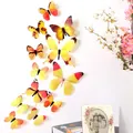 Adesivi murali farfalla 3D realistici in PVC giallo e arancione per la casa moderna - Set di 12 / Giallo