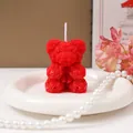 Candela profumata fatta a mano orso rose rosse su piatto bianco per decorazione casa - Orso di Rose Piccolo (Profumo Segno Inebriante) / Piccolo (60x50x40mm) / Rosso