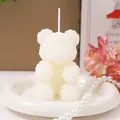 Elegante candela profumata a forma di orso di rose bianche, regalo ideale per San Valentino - Orso di Rose Grande (Profumo di Rosa) / Grande (85x55x65mm) / Bianco