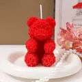 Bougie parfumée ours rose rouge, cadeau fait main romantique pour la Saint-Valentin - Grand Ours en Rose (Parfum Empreinte Enivrante)