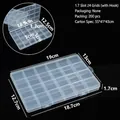 24-grid transparent plastic storage box for jewelry, electronic parts, and accessories - 1.7 Slot 24 Grids (With Hook) / 19x13x1.7cm