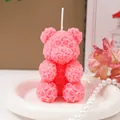 Bougie parfumée faite main en forme d'ours rose pour décoration et cadeaux romantiques - Grand Ours en Rose (Parfum Kaki Doux)