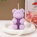 Bougie parfumée en forme d'ours rose violette pour décoration romantique et cadeaux - Grand Ours en Rose (Parfum Lavande)