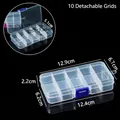 Boîte de rangement en plastique transparent à 10 compartiments pour bijoux et pièces - Amovible 10 Compartiments Boucle Bleue / 12.7x6.5x2.1cm