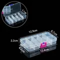 Boîte de rangement en plastique transparent à 10 grilles avec séparateurs amovibles - Amovible 10 Compartiments Boucle Rose / 12.7x6.5x2.1cm