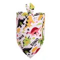 Soft white cotton pet bandana with vibrant cartoon dinosaur prints for small dogs - Cartoon Dinosaur Print / Green