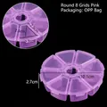 Boîte de rangement ronde en plastique rose à 8 compartiments avec dimensions - Style Rond à 8 Compartiments / 10.1x10.1x2.7cm / Rose