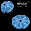 Boîte de rangement ronde en plastique bleu à 8 compartiments pour bijoux - Style Rond à 8 Compartiments / 10.1x10.1x2.7cm / Bleu
