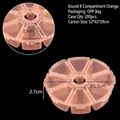 Organisateur en plastique orange à 8 compartiments pour bijoux et petites pièces - Style Rond à 8 Compartiments / 10.1x10.1x2.7cm / Orange