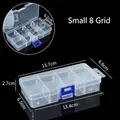 Boîte de rangement transparente en plastique à 8 grilles pour bijoux, 13,7x6,8 cm - Petit Style à 8 Compartiments / 13.7x6.8x2.7cm / Transparent