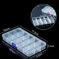 Boîte de rangement en plastique transparent à 15 compartiments réglables - Amovible Petit 15 Compartiments (Boucle Bleue) / 17.2x9.6x2.1cm / Transparent