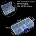 Boîte de rangement en plastique transparent à 10 compartiments avec loquet bleu - 10 Compartiments Boîte Vide / 12.8x6.5x2.2cm / Transparent