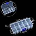 Boîte de rangement en plastique transparent à 10 grilles pour bijoux, 12,8x6,5x2,2cm - Fixe 10 Compartiments (Boucle Bleue) / 12.8x6.5x2.2cm / Transparent