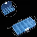 Boîte de rangement en plastique bleu transparent à 10 compartiments pour bijoux et pièces - 10 Compartiments (Boîtier Bleu Boucle Blanche) / 12.8x6.5x2.2cm