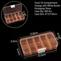 Boîte de rangement portable 10 compartiments en plastique orange avec fermoir blanc - 10 Compartiments Fixes (Orange Transparent/Boucle Blanche) / 12.8x6.5x2.2cm