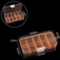 Boîte de rangement portable 10 compartiments en plastique orange avec fermoir blanc - 10 Compartiments (Boîtier Orange Boucle Blanche) / 12.8x6.5x2.2cm