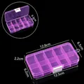Boîte de rangement en plastique rose transparent à 10 compartiments pour bijoux - 10 Compartiments Fixes (Rose Transparent/Boucle Blanche) / 12.8x6.5x2.2cm