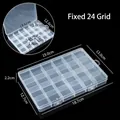 Boîte de rangement en plastique transparent à 24 compartiments avec dimensions - 24 Grilles Fixes / 19x13x2.2cm