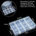 Boîte de rangement en plastique transparent avec 12 compartiments réglables bijoux - 12 Compartiments Amovibles / 19.6x13.2x3.6cm