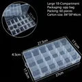 Boîte de rangement transparente à 18 compartiments pour bijoux et petites pièces - Amovible Grand 18 Compartiments / 27.3x17.7x4.4cm