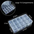 Boîte de rangement transparente en plastique à 15 compartiments avec dimensions - Grande 15 Grilles Amovible / 27.6x16.5x5.7cm