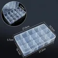 Boîte de rangement transparente en plastique à 15 compartiments avec dimensions - Grande 15 Grilles Amovible / 27.6x16.5x5.7cm