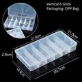 Boîte de rangement transparente en plastique à 6 compartiments pour bijoux et pièces - Vertical 6 Compartiments Fixe / 21x11x2.9cm
