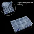 Boîte de rangement en plastique transparent à 10 compartiments pour bijoux et pièces - B275G Grand 10 Compartiments / 29.6x19.6x5.8cm