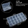 Boîte de rangement en plastique transparent à 18 compartiments pour bijoux et pièces - Moyen 18 Compartiments Amovible / 23x11.6x4.2cm