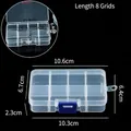 Boîte de rangement en plastique transparent à 8 compartiments avec fermoir bleu - Amovible Long 8 Compartiments Boucle Bleue / 10.6x6.7x2.3cm