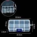 Boîte de rangement en plastique transparent à 8 compartiments avec fermoir bleu - Amovible Long 8 Compartiments Boucle Bleue / 10.6x6.7x2.3cm