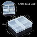 Boîte de rangement compacte en plastique transparent à 4 compartiments pour bijoux et pièces - Petit 4 Compartiments (Fixe) / 7.3x6.3x1.6cm