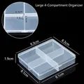 Boîte de rangement en plastique transparent à 4 compartiments pour bijoux, 9,3x8,3x1,9cm - Grand 4 Compartiments (Fixe) / 9x8.3x1.9cm