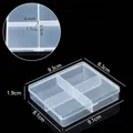 Boîte de rangement en plastique transparent à 4 compartiments pour bijoux, 9,3x8,3x1,9cm - Grand 4 Compartiments (Fixe) / 9.3x8.3x1.9cm