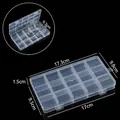 Boîte de rangement en plastique transparent à 15 compartiments pour bijoux et composants - 15 compartiments fixes à double boucle / 17.3x9.8x1.5cm