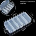 Boîte de rangement transparente en plastique à 5 compartiments, 12,9 x 6,1 x 2,6 cm - Boucle Monobloc 5 Compartiments (Fixe) / 12.9x6.1x2.6cm