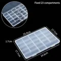 Boîte de rangement en plastique transparent avec 23 compartiments pour petits bijoux - Fixe 23 Compartiments / 25.4x17.7x1.7cm