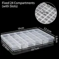 Boîte de rangement en plastique transparent à 24 compartiments pour petits bijoux - Fente Fixe 24 Compartiments / 19x13.1x1.8cm