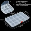Boîte de rangement en plastique transparent à 13 compartiments pour bijoux et pièces - Fixe 13 Compartiments / 20.8x12.4x1.6cm