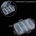 Boîte de rangement en plastique transparent à 10 compartiments avec double ouverture - Boîte de Rangement à 10 Compartiments Double Face / 14.3x8.5x4.3cm / Transparent