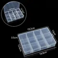 Boîte de rangement en plastique transparent à 15 compartiments avec ses dimensions - Boîte de Rangement 15 Compartiments (Boîte 1235) / 19.2x13x3.5cm / Transparent