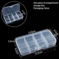 Boîte de rangement en plastique transparent à 8 compartiments fixes pour petits accessoires - Boîte de Rangement 8 Compartiments Fixes avec Boucle Intégrée / 12.8x6.5x2.2cm / Transparent