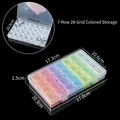 Boîte de rangement en plastique transparent à 28 compartiments pour petits bijoux - Boîte de Rangement Colorée 7 Rangées 28 Compartiments / 17.3x10.6x2.5cm / Coloré