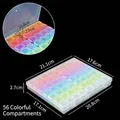 Boîte de rangement en plastique arc-en-ciel à 56 compartiments pour bijoux et perles - Boîte de Rangement Colorée à 56 Compartiments / 21.1x17.5x2.7cm / Coloré