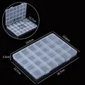 Boîte de rangement transparente en plastique à 24 cases pour bijoux et pièces - Boîte de Rangement à 24 Compartiments Fixes avec Fente 1.5 / 19x13x1.5cm / Transparent