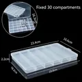 Boîte de rangement en plastique transparent à 30 compartiments pour bijoux divers - Modèle Fixe à 30 Compartiments / 23.4x16.6x2.2cm