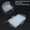 Boîte de rangement en plastique transparent à 28 compartiments pour bijoux, 34 cm - Grand 28 Compartiments (1 Compartiment Amovible) / 34x21.5x4.8cm